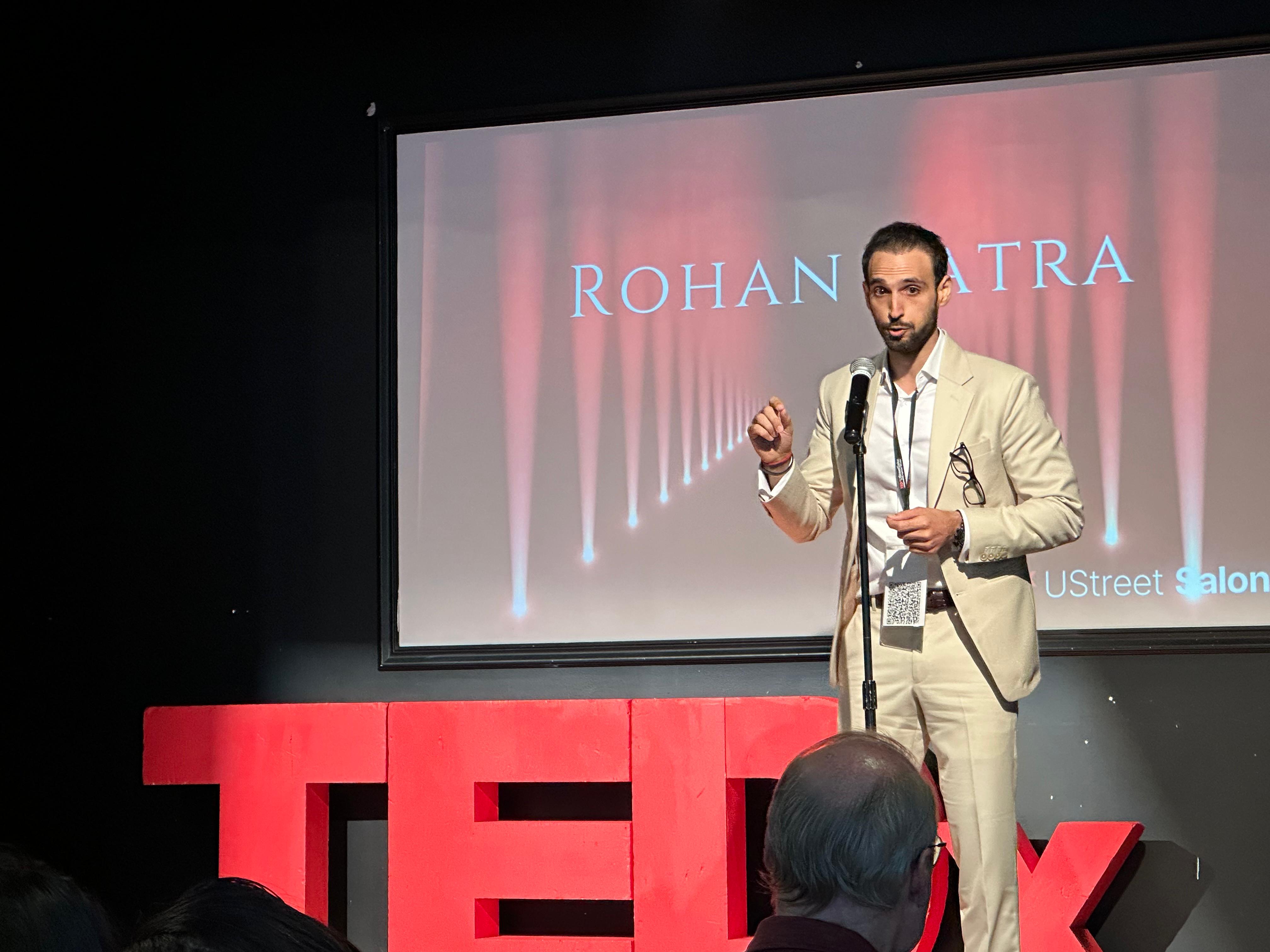 Rohan Batra speaking at TEDx event